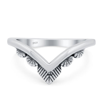 V Shaped Oxidized Band Solid 925 Sterling Silver Thumb Ring (8mm)